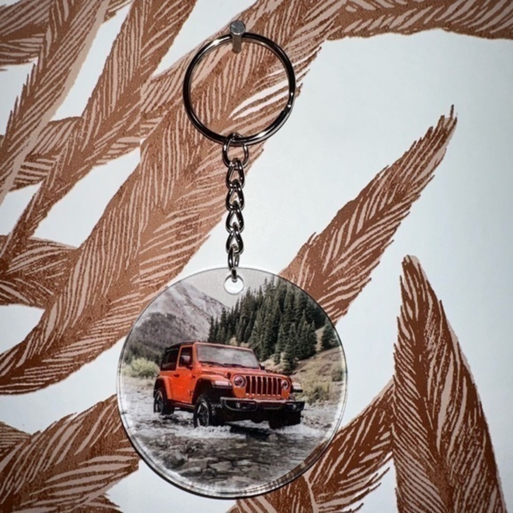 Red Jeep Wrangler 2” acrylic keychain new